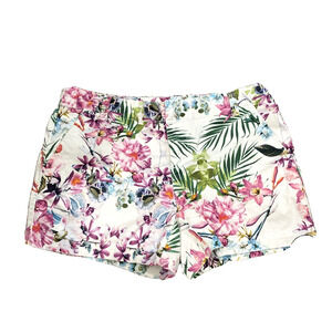 JCP Womens Chino Shorts Tropical Floral Flowers Cotton Summer Size 4 JC Penney
